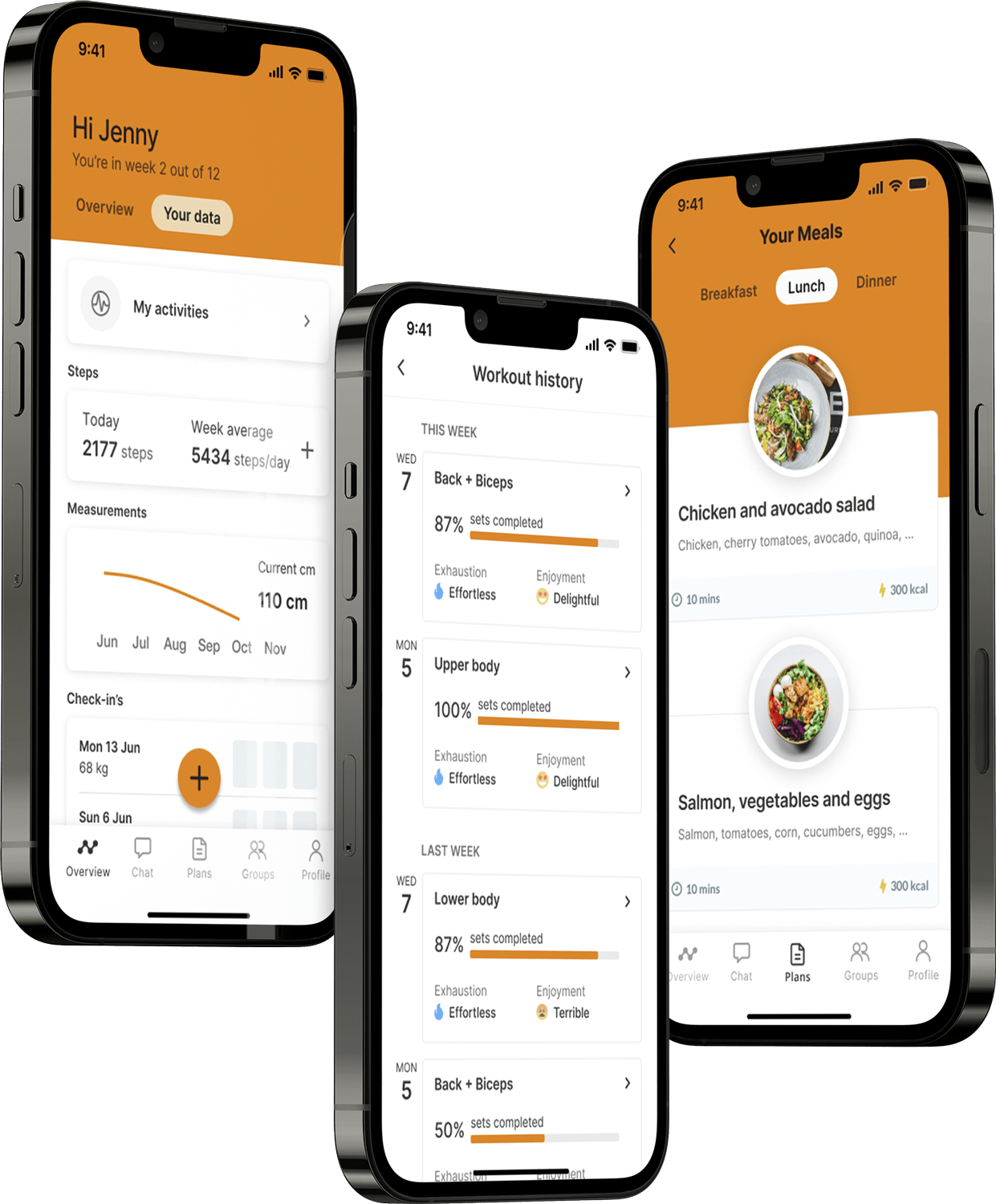 A mockup of the coaching app showcasing the features.